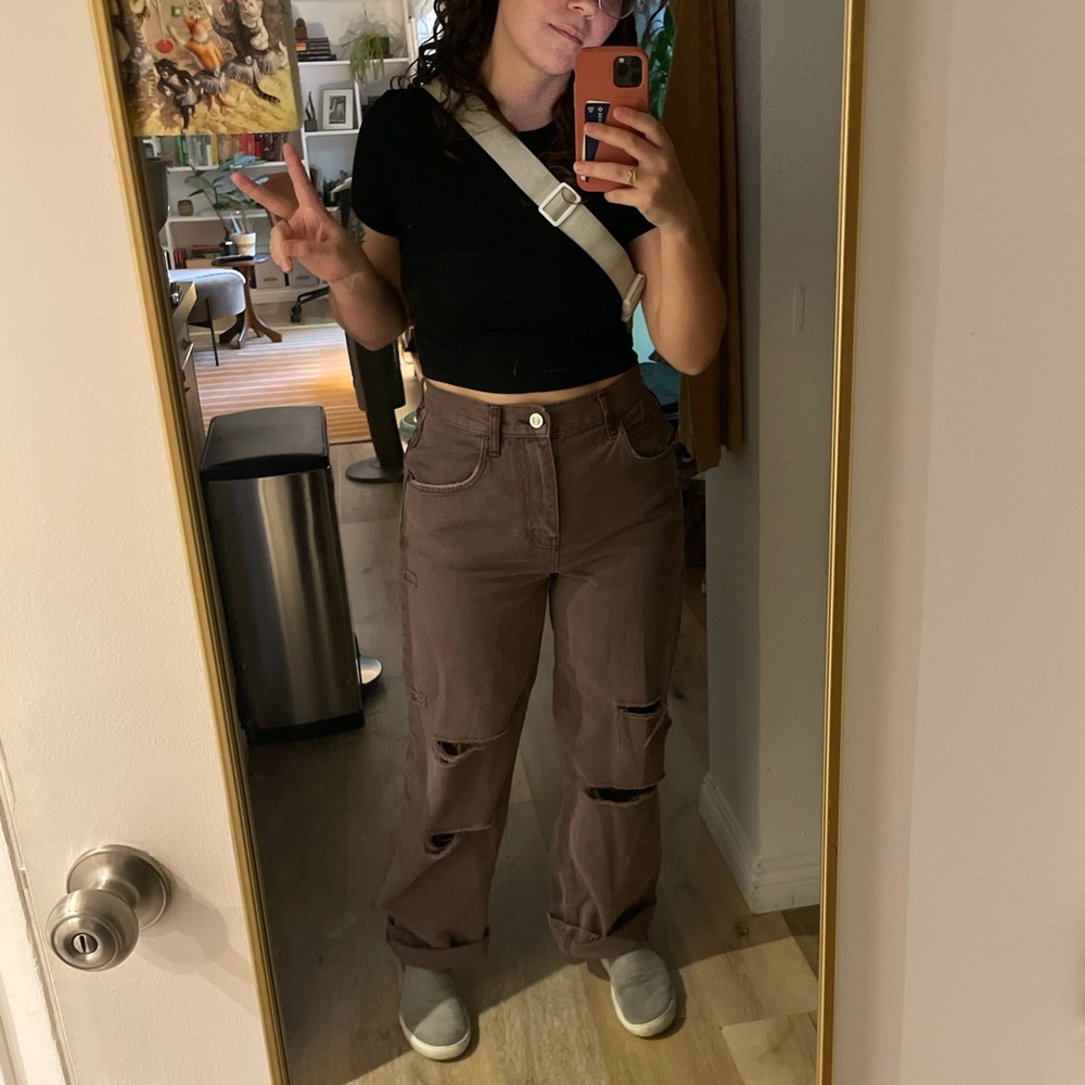 BDG Distressed Lilac Boyfriend Jeans